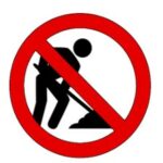 a pictogram indicating 'no digging allowed'