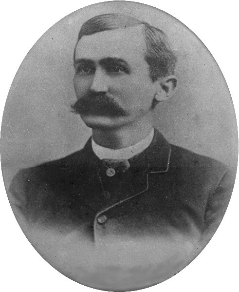 Black and White photo of Peter French (FWS) with a large dark mustache