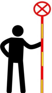 clip art of a person holding a traffic sign