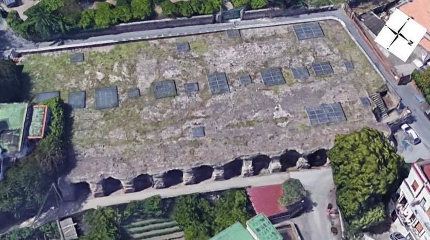 aerial photo of the remains of the Piscina Mirabilis