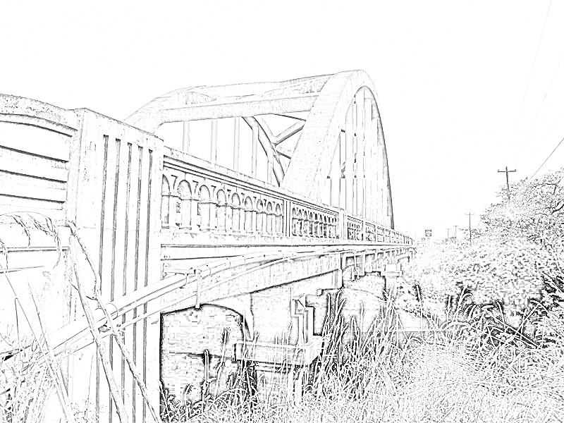 black and white sketch of the Wilson River Bridge